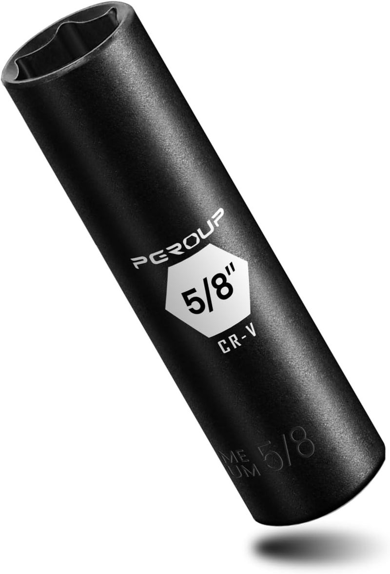 pgroup 3/8” Drive Deep Impact Socket, SAE(5/8 Inch socket), 6-Point, Cr-V Steel With Black Manganese Phosphate Coating - Image 1